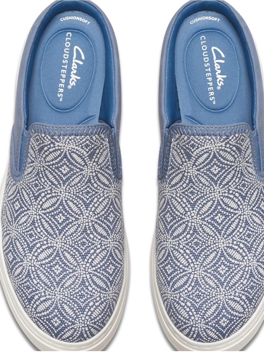 Clarks Women’s Blue and White Cloudsteppers Audreigh Cove Mules